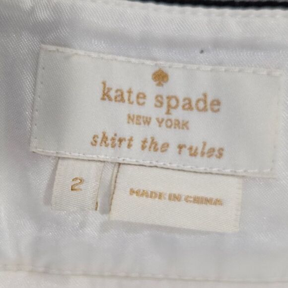 🐢 Kate Spade Skirt The Rules! Black white and navy lined skirt.  Size 2. - Picture 5 of 9